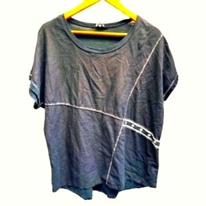 (L)🆕️🇮🇹La Madona🇮🇹Italy Linen/Cotton Black Short Sleeved Top Ptp 23"× L26"